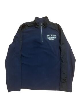Disneyland Walt Disney Mickey Mouse Vintage Navy 1/4 Zip Men Sweater Size M